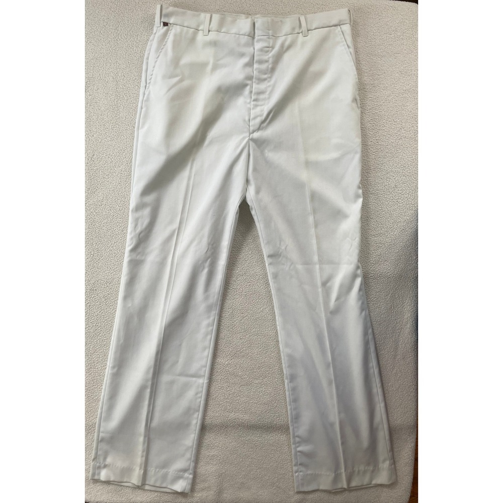 70s Deadstock Rainbow Tag Wrangler Men 38 Pants White Vintage Straight Leg Blend